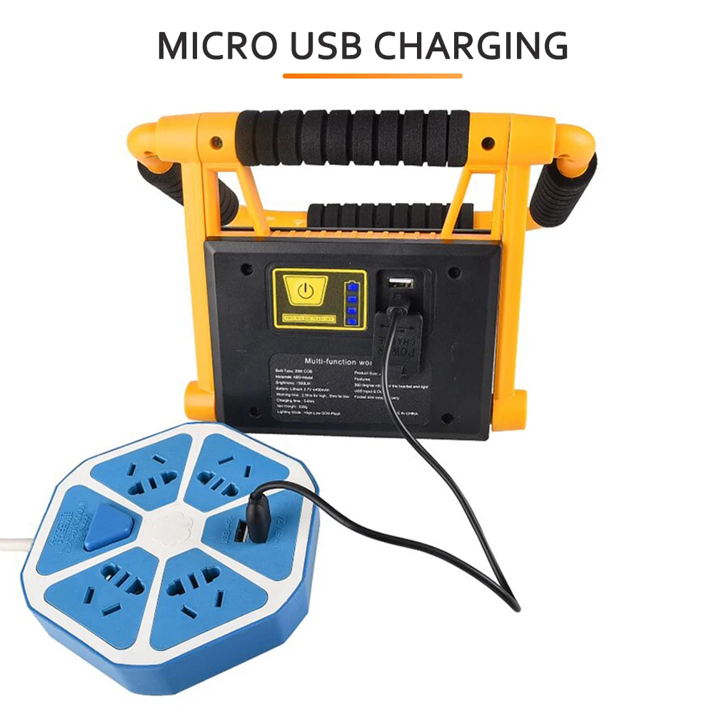 구매 Asafee-충전식 COB LED 작업등, 1500LM, 20W, 작업 램프, 접이식 검사 조명, 토치, COB 조명, 작업등, 접이식 조명