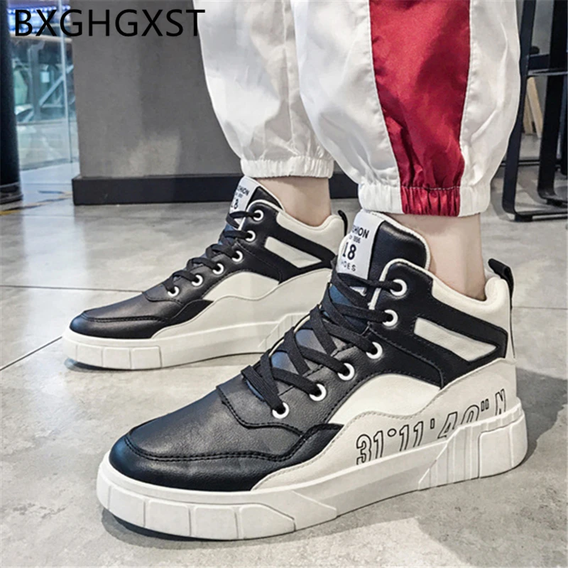 

Fashion High Top Sneakers Leather Shoes Men 2022 Luxury Shoes Brand Hip Hop Shoes Men Casual Designer Zapatos Hombre Casual Buty