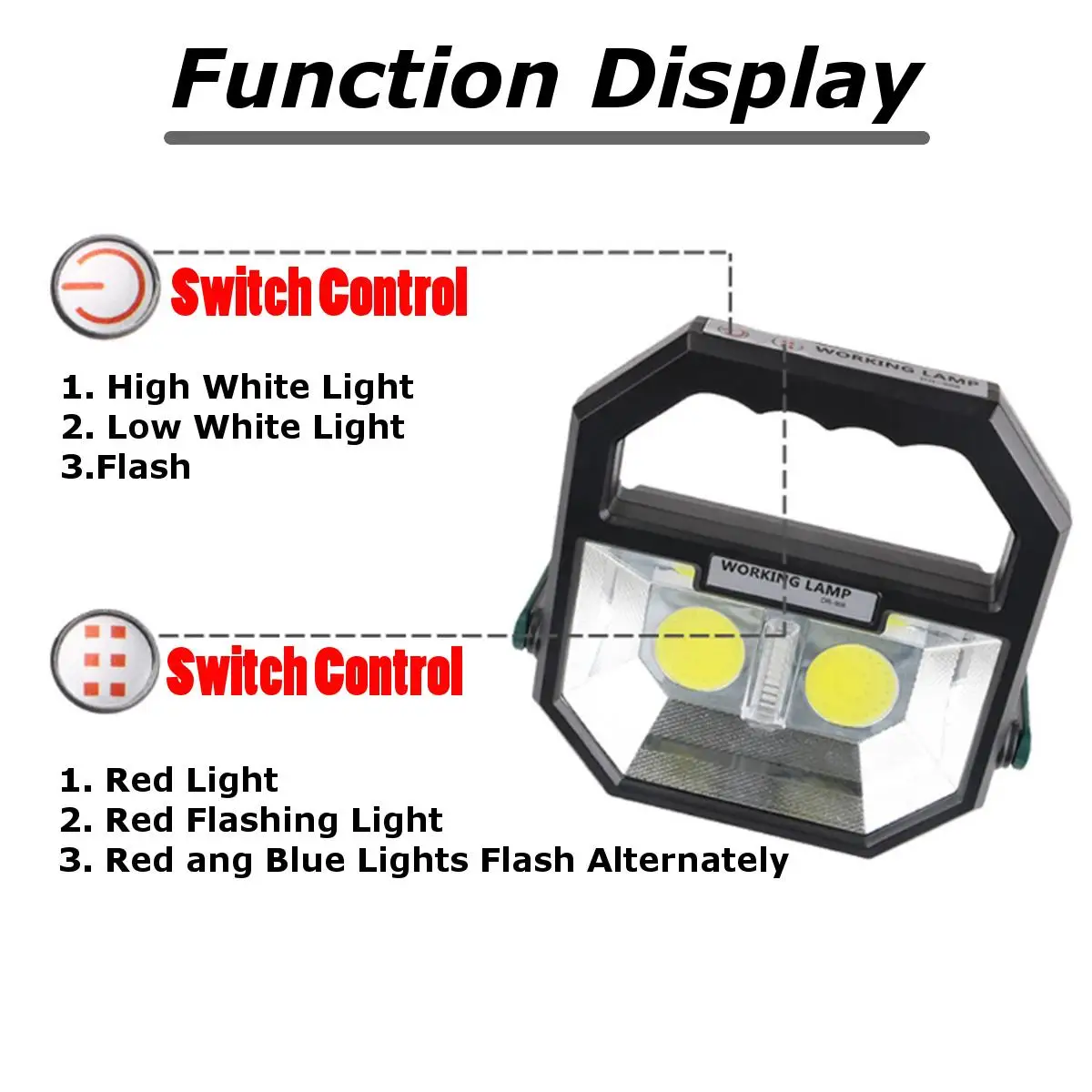 10W 800LM 2x COB LED USB Rechargeable Flood Work Light Spot Camping Outdoor Lamp LED Flashlight Work Lights Multi-angle Adjust
