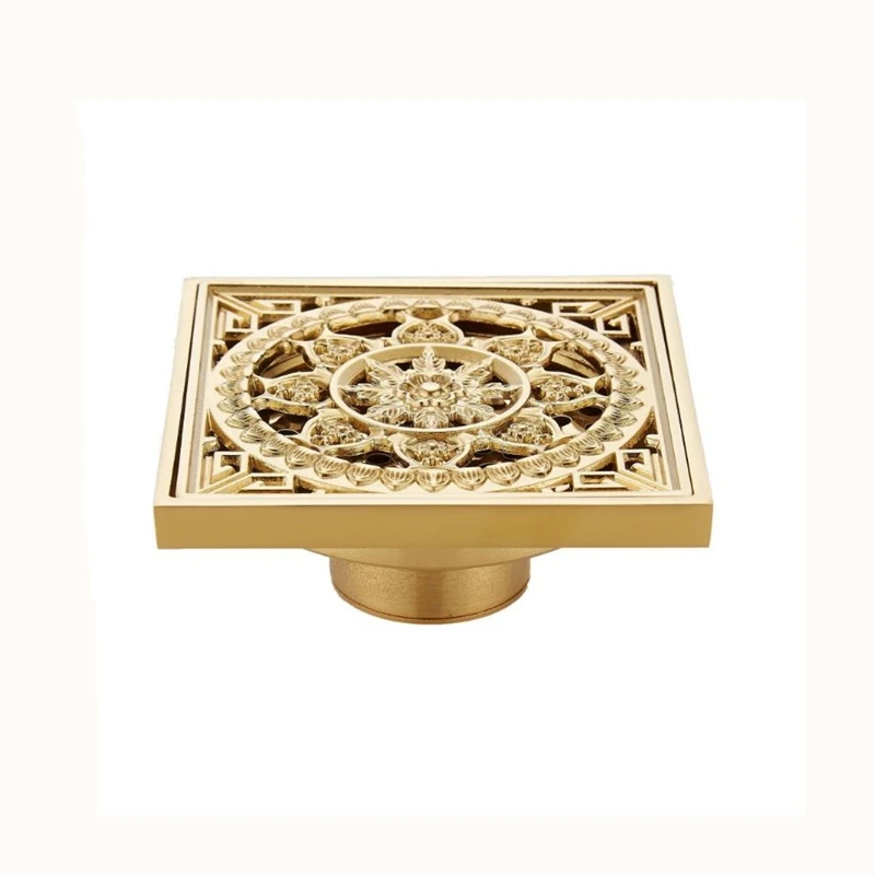 

Gold-plated European-style Anti-odor Copper Core Floor Drain Bathroom and Kitchen Dual Purpose Golden Floor Drain