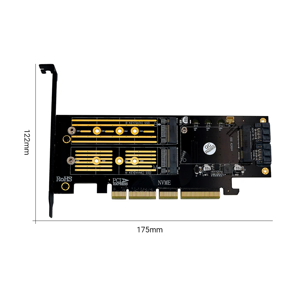 

3 In 1 SSD Adapter Card Set PCI-E 3.0 To M.2 MVME B/M Key MSATA Hard Drive Adapter Card Solid State Disk Converter