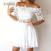 simple off the shoulder white homecoming dress half sleeves short mini party formal gowns graduation dresses vestidos