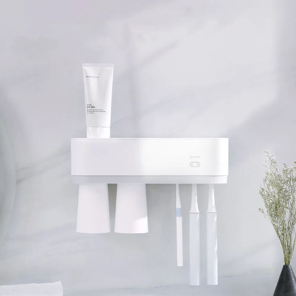 

Bathroom Accessories Set Toothbrush Holder Wall Mount Stand Toothpaste Squeezer Dispenser Automatic Storage Rack Organizer