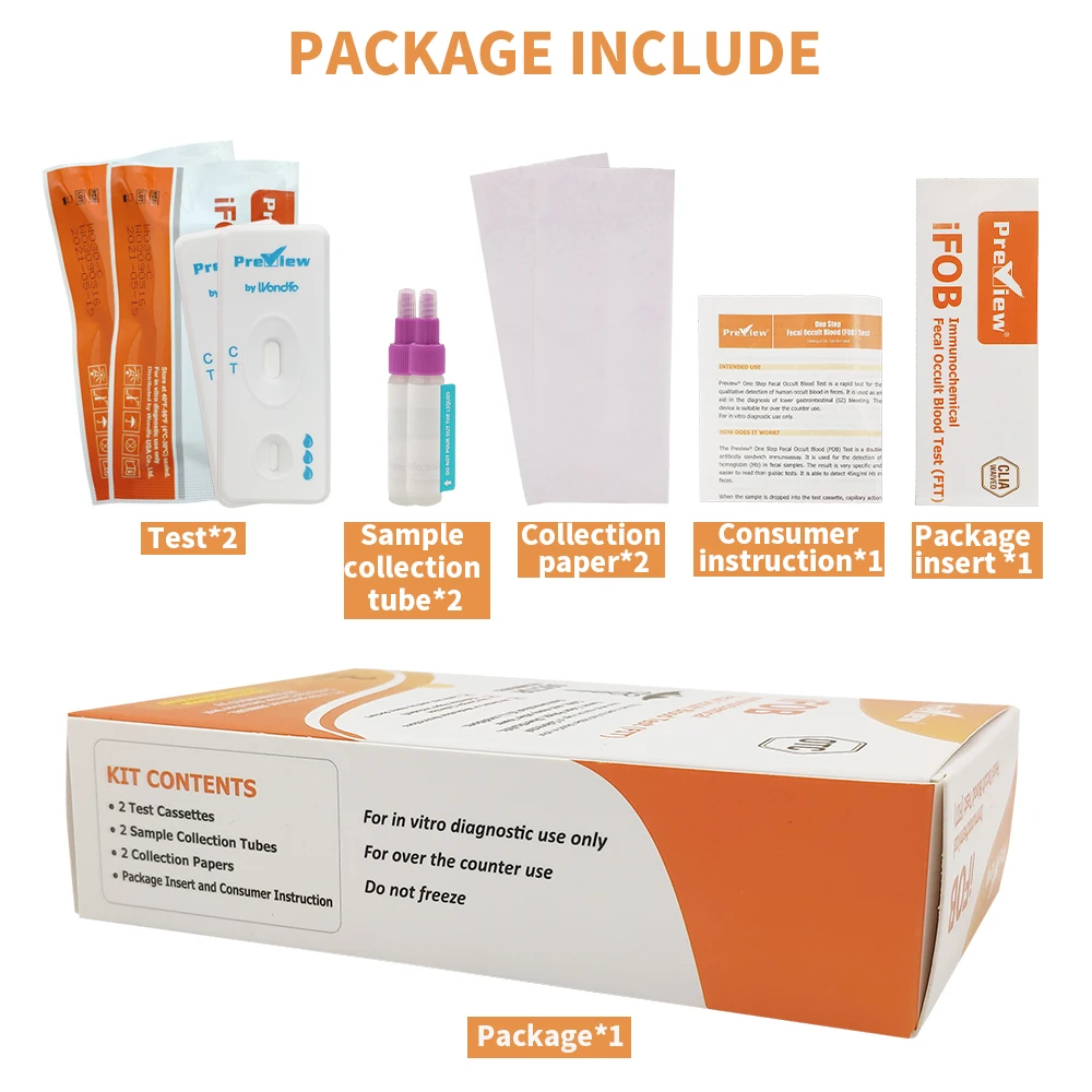 Wondfo 2 тест s одноступенчатая фекальная оккультная кровь (FOB) тестирование скорости