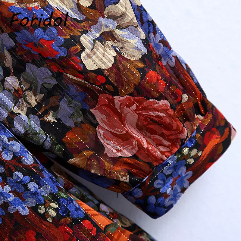 

Foridol Floral Print Long Sleeve Vintage Spring Autumn Dress Women Bowknot Lace Up Ladies Elegant Short Red Dress 2021