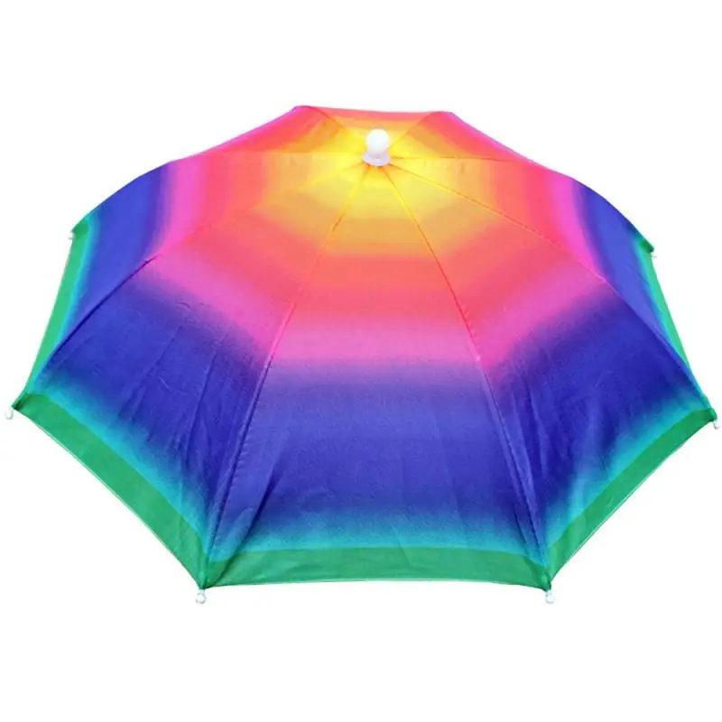 

Outdoor Umbrella Hat Novelty Foldable Sun&Rainy Day Hands Free Rainbow Folding & Waterproof Multicolor Hat Cap Stock