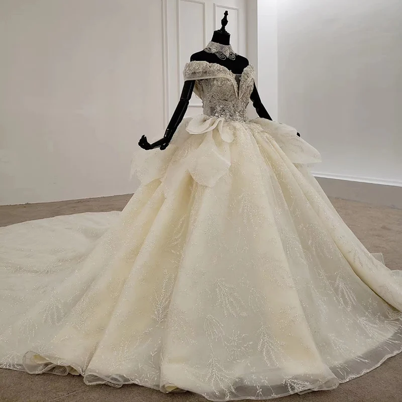 HTL1206 vintage wedding dress 2020 necklace sweet off the shoulder flower Waist design ball gown vestido de noiva | Свадьбы и