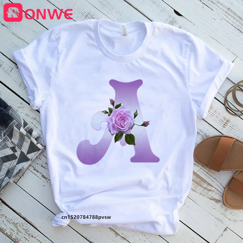 Женская комбинированная Футболка с принтом букв розы футболка коротким рукавом