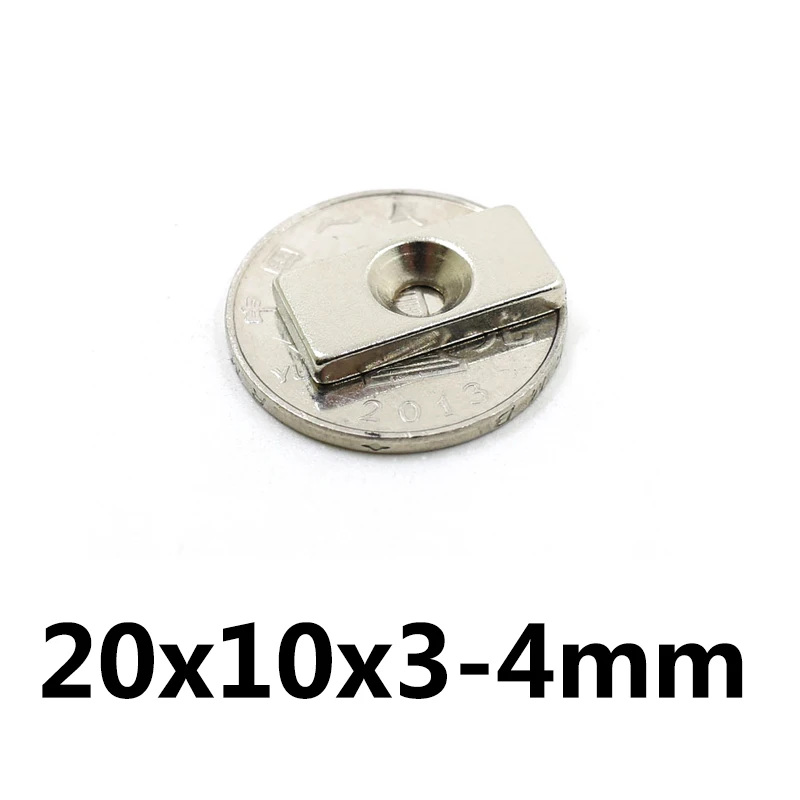 20/30/50 шт 20x10x3 4 блок мощный магнит мм отверстие оптом лист 20x10x3mm 4мм Сильные