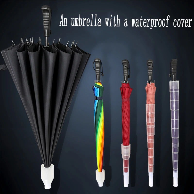 16K поставляется с водонепроницаемым рукавом длинной ручкой зонт для мужчин и