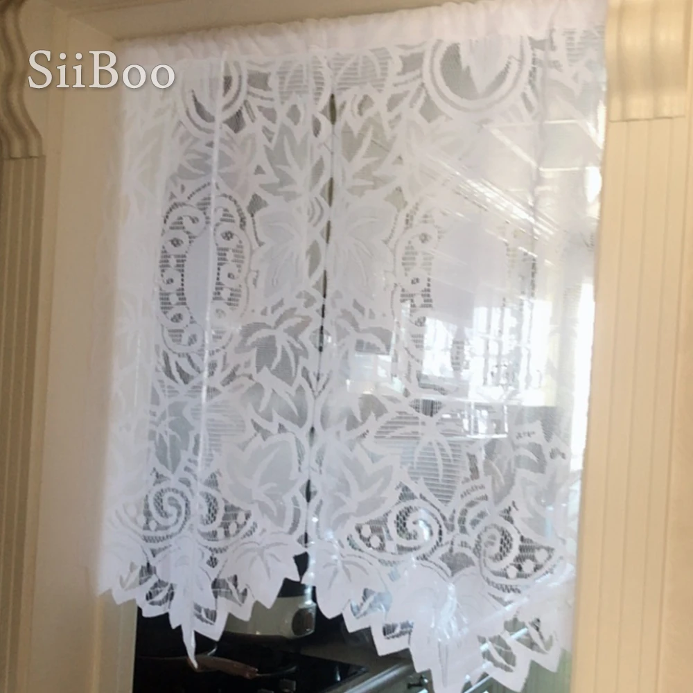 Отбеленная сетчатая занавеска с вышивкой в корейском пасторальном стиле белыми