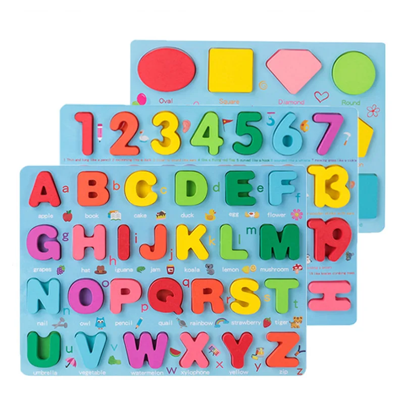 

Детский Деревянный 3D пазл, игрушки, цифры, геометрическая форма, головоломки, познавательная доска, раннее обучение, обучающая игрушка Монт...