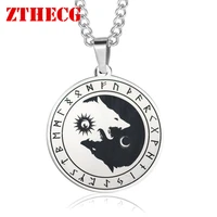 2021 new viking stainless steel necklace men vintage wolf sun moon rune chain pendant necklace for women free shipping jewelry