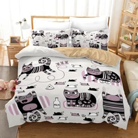 free dropshipping bedding sets duvet cover 1 pillowcase single childrens bedding single animal cat blue gife n09 multicolor