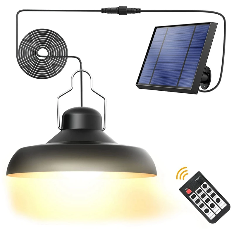 Solar Pendant Lights, Solar Lights Outdoor IP65 Waterproof Solar Powered Shed Light Bright And Soft With Remote Control