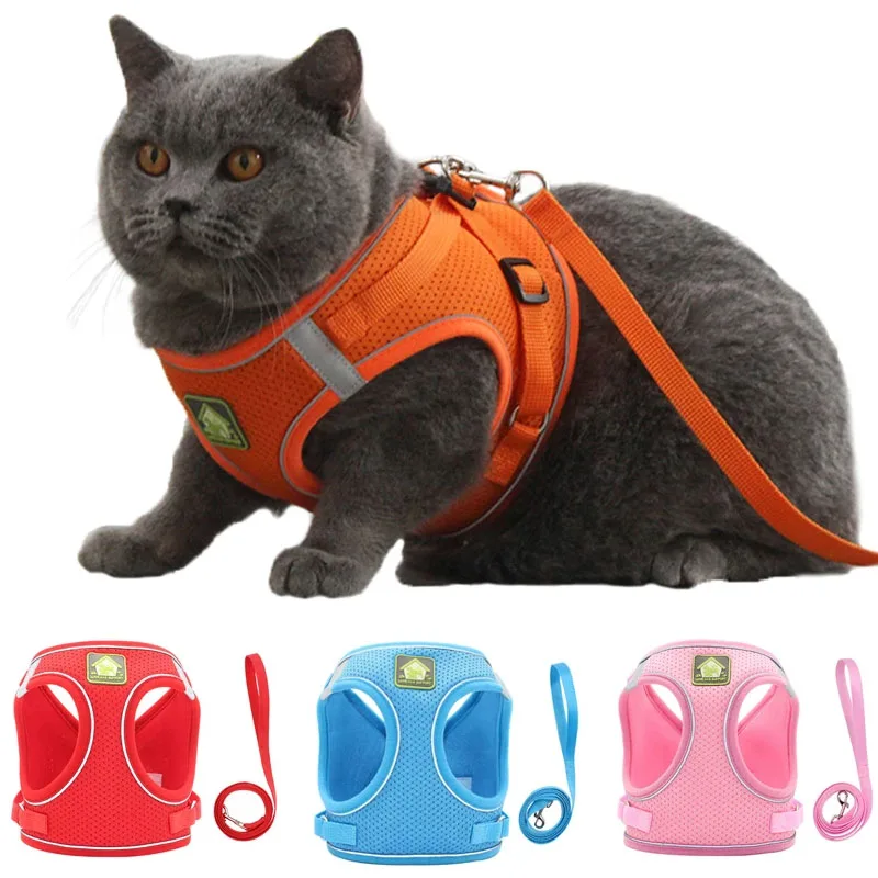 

Светоотражающая шлейка-жилет для собак и кошек, нейлоновая сетчатая шлейка для французского бульдога, маленький ремень для щенков, для прогулок с чихуахуа, Мопсом