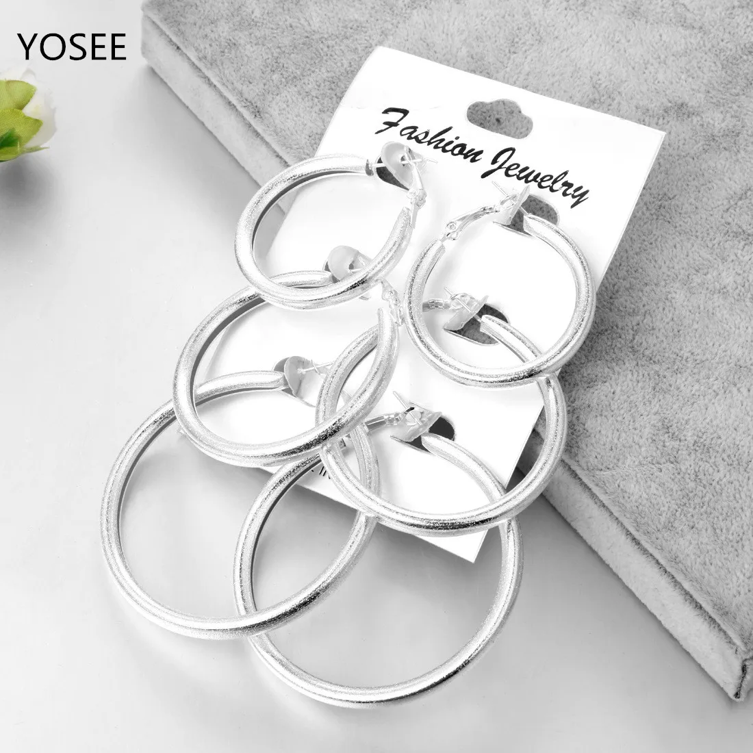 

Песочные увеличенные Ушные Кольца три пары