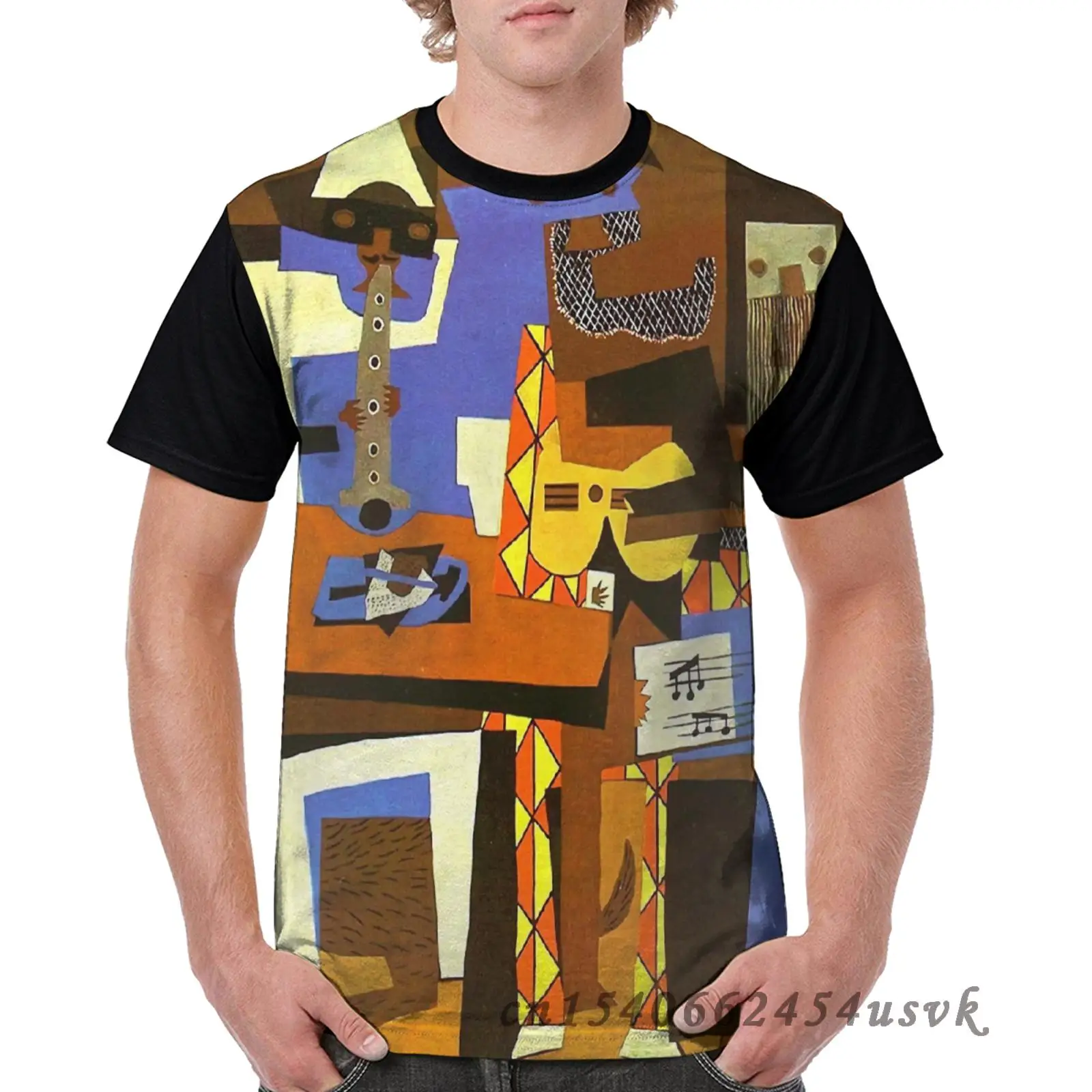 Забавный Графический Мужская футболка с рисунком футболки три музыканта по Pablo