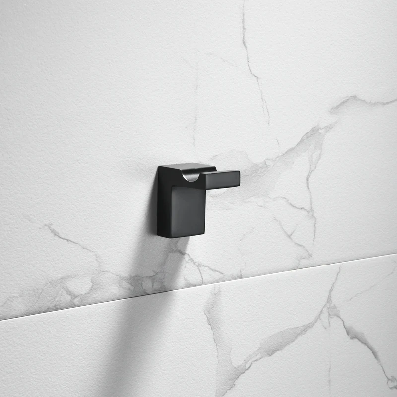 Простой медный однотонный черный крючок для пальто в ванную комнату ключей