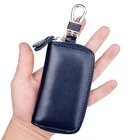 Держатель для ключей из натуральной кожи для мужчин и женщин, многофункциональный ключница, кошелек на молнии для кредитных карт, автомобильный брелок, кошелек