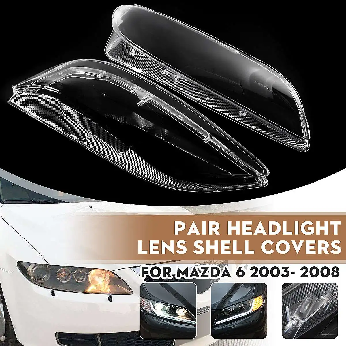 

2 шт., прозрачная крышка для автомобильных фар Mazda 6 Mazda6 2003-2008