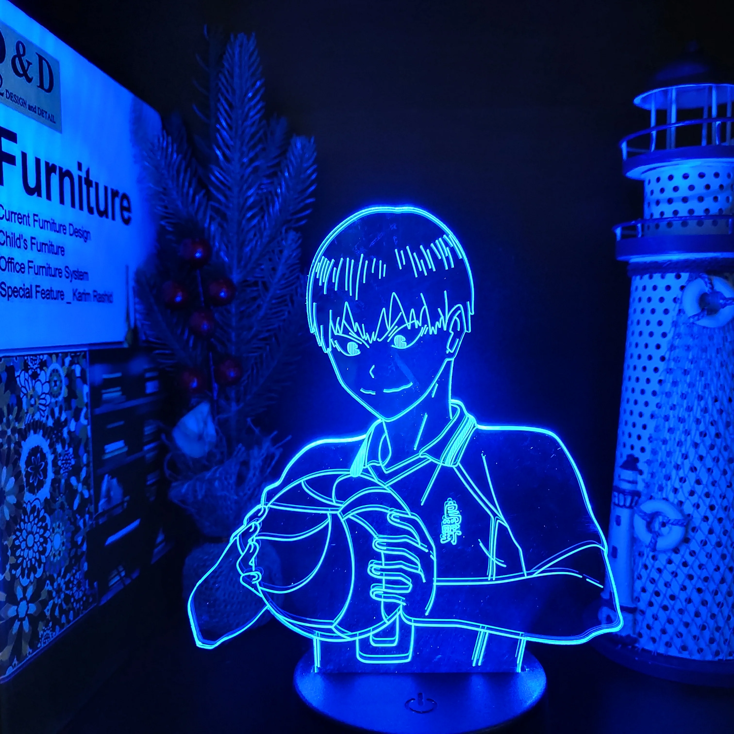 Haikyuu kageyama tobio 3D Светодиодная аниме лампа ночники Меняющие цвет для