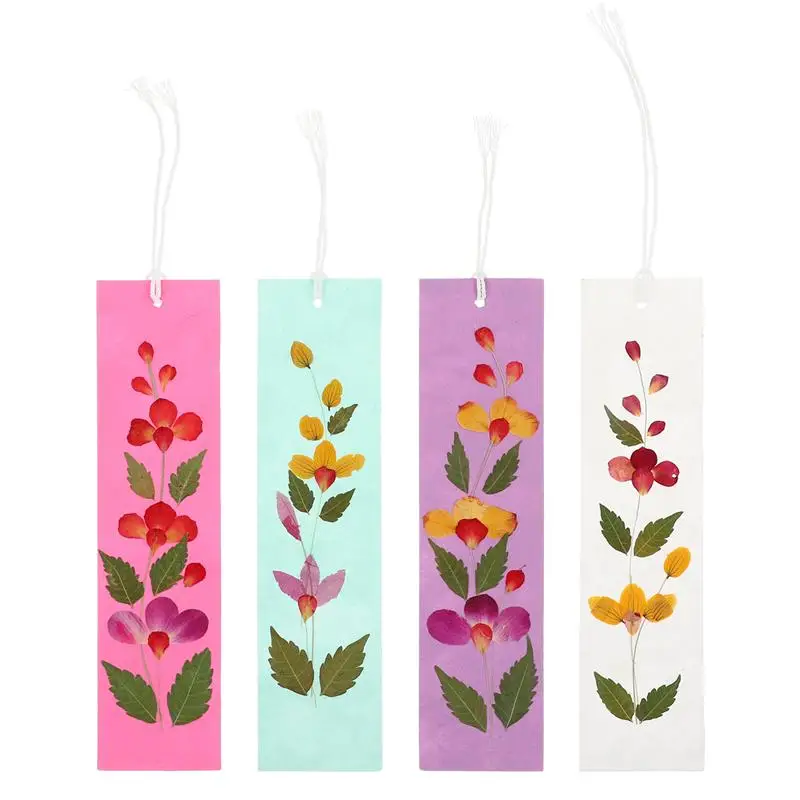 

4pcs Natural Dried Flowers Bookmarks DIY Materials Unique Bookmarks (Random Color)