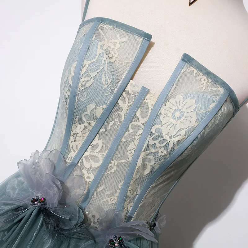 Evening Dress 2019 The Party Prom Floor-length Spaghetti Strap Vintage Dresses Luxury Lace |