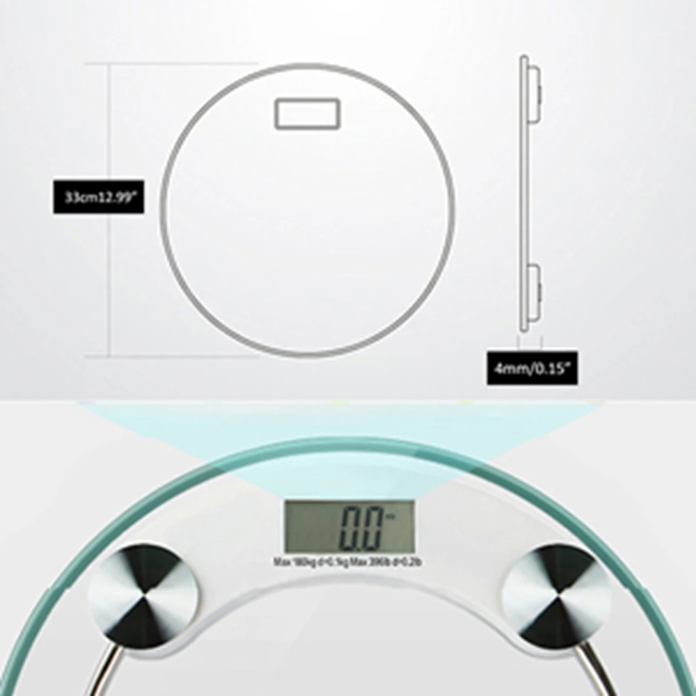 

protable Round Human Health Scale Healthy Weighing Transparent Body Fat Scale Bathroom Scale LED Digital Weight Bathroom Balance