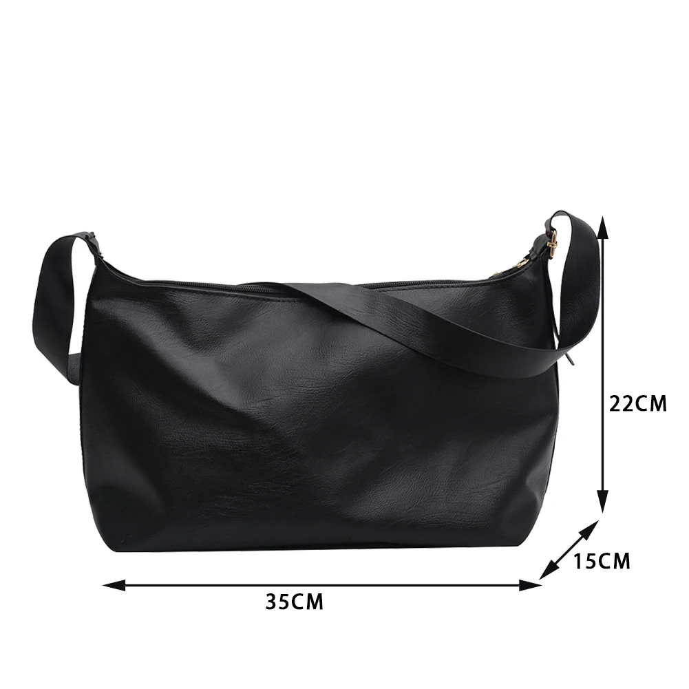 

Simple Women Solid Color Shoulder Bag PU Leather Handbag Top-handle Totes Autumn Pleated Large Capacity Street Commuter Clutch