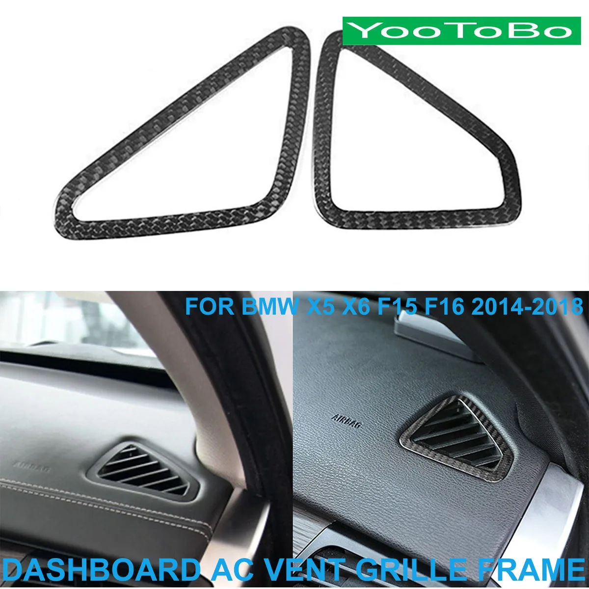 

LHD RHD Car Styling Real Carbon Fiber Dashboard AC Air Conditioner Vent Grille Frame Cover Trim For BMW X5 X6 F15 F16 2014-2018