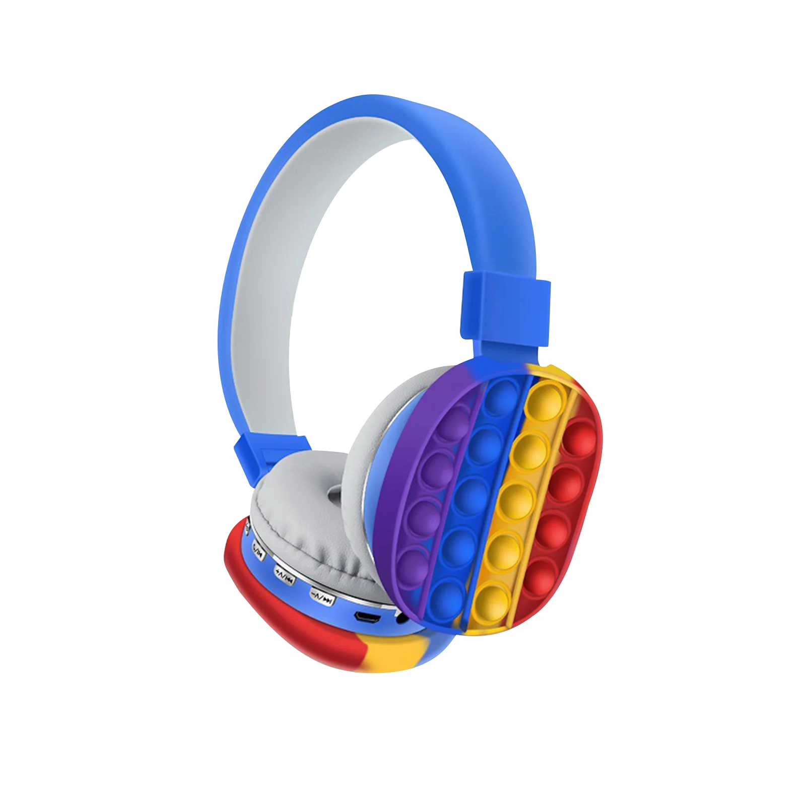Pupet-auriculares est&eacute;reo con Bluetooth y hoyuelos para ni&ntilde;os, juguetes de burbujas de empuje montado en la cabeza, con dise&ntilde;o de arco&iacute;ris, para regalo-2
