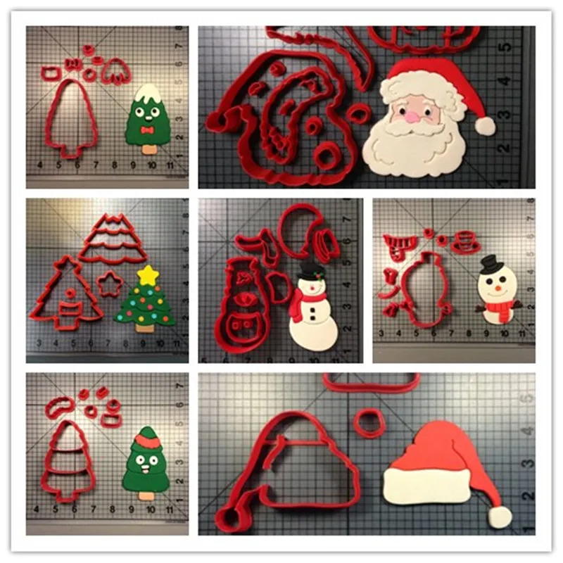 Рождество Санта Клаус Снеговик ребенок 3d печать печенья резак набор кекс
