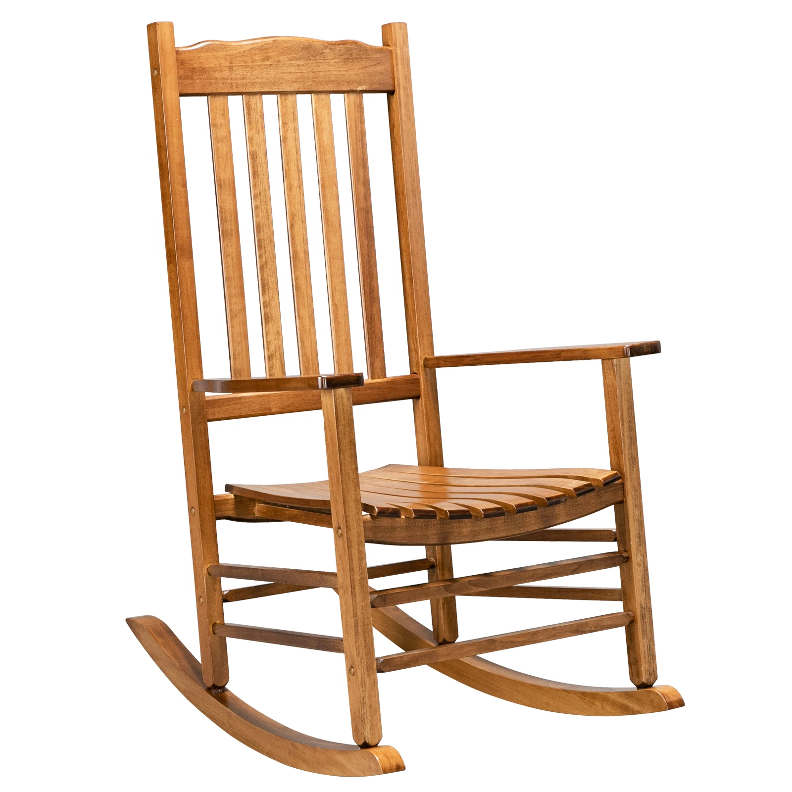 

Indoor/Outdoor Courtyard Square Wooden Rocking Chair 68.5x86x115CM Wavy Backboard White/Original Color[US-Stock]
