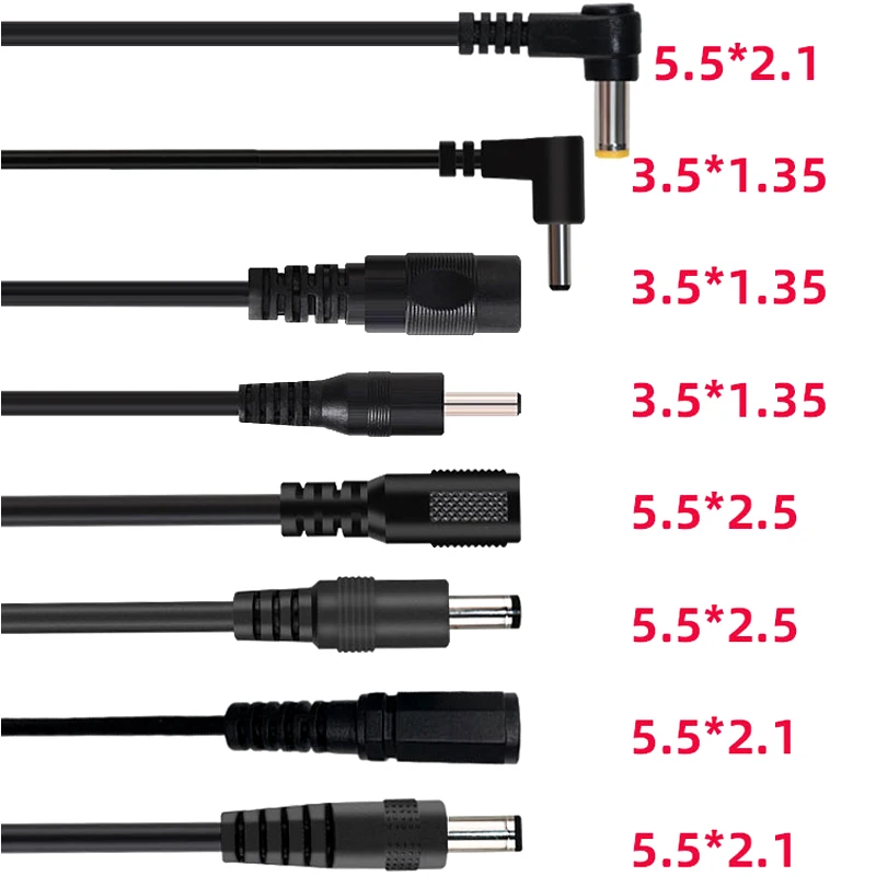 

50cm 12V 5.5*2.1mm 5.5*2.5mm female male DC power cable LCD LED dc data line 3.5*1.35mm Monitor extension wire dc power cord