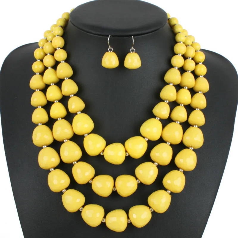 

Fashion Acrylic Layered Necklace Women 2020 Handmade Beaded Hyperbole Statement Necklace For Women Jewelry Collier Femme