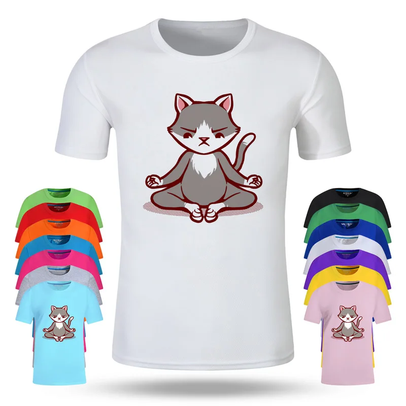 

Cat Yoga Sport Fashion Cotton Big Size Students Summer T-Shirt Short Sleeve Men Women Boys Girls T Shirt Tees Kids Tshirt