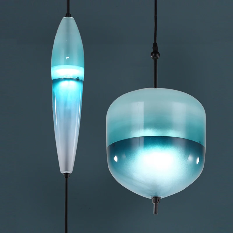 WonderGlass-lámpara colgante de cristal en forma de lágrima, luz azul, art deco, réplica italiana, diseño