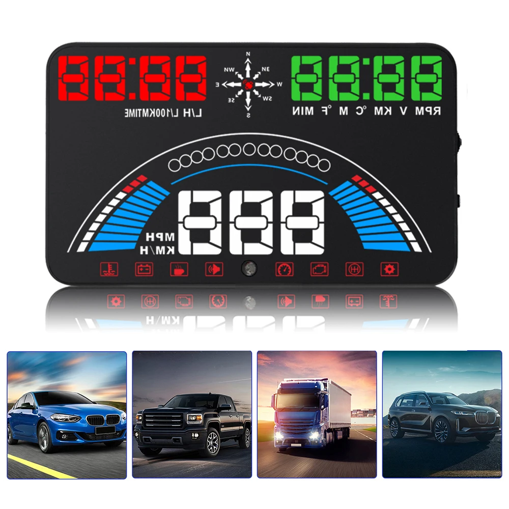 Цифровой Автомобильный спидометр HUD 5 дюйма GPS OBD2 Предупреждение о превышении