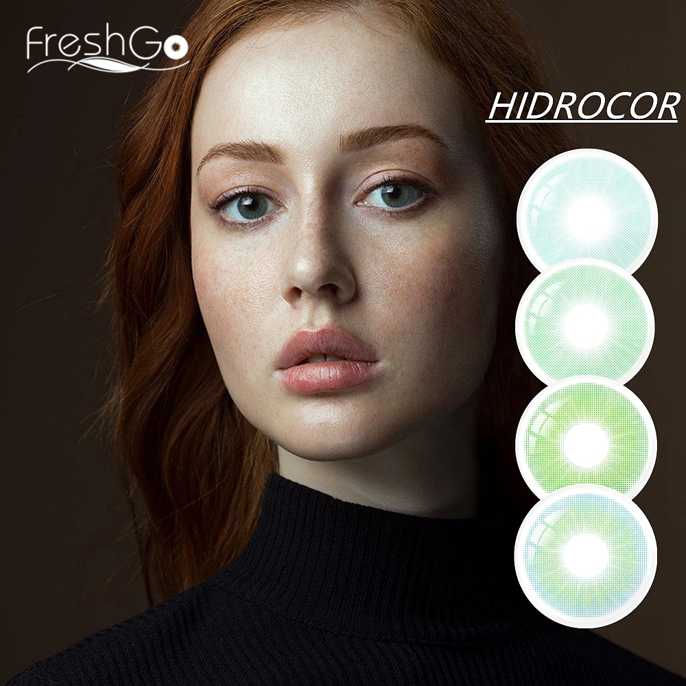 FreshGo HIDROCOR серия зеленая Цвет ed контактные линзы для близоруких глаза Мощность