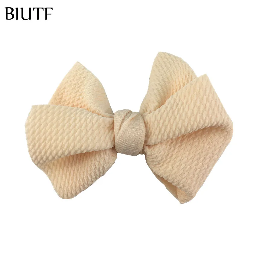 4-beige 5 шт./лот 4,5 ''в крепированную полоску вафельный бант для волос с/без зажима для детей повязка на голову ткань Barerres заколки для волос" сделай сам "для девочек Головные уборы HDJ157 - Цвет: 4-beige