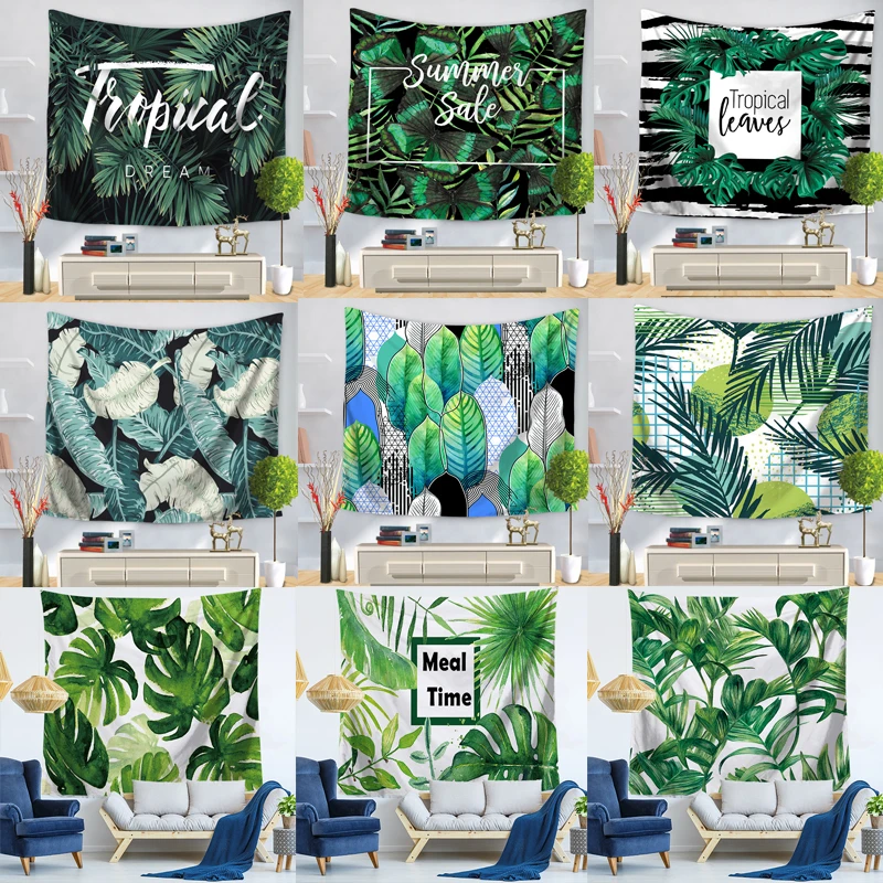 Принт &quotтропические растения&quot гобелен домашний декор пляжный чехол с листьями