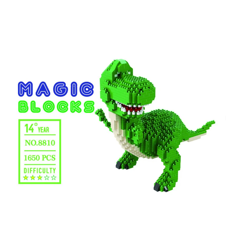 Забавный мультипликационный Зеленый Динозавр микро алмазный блок обучающая