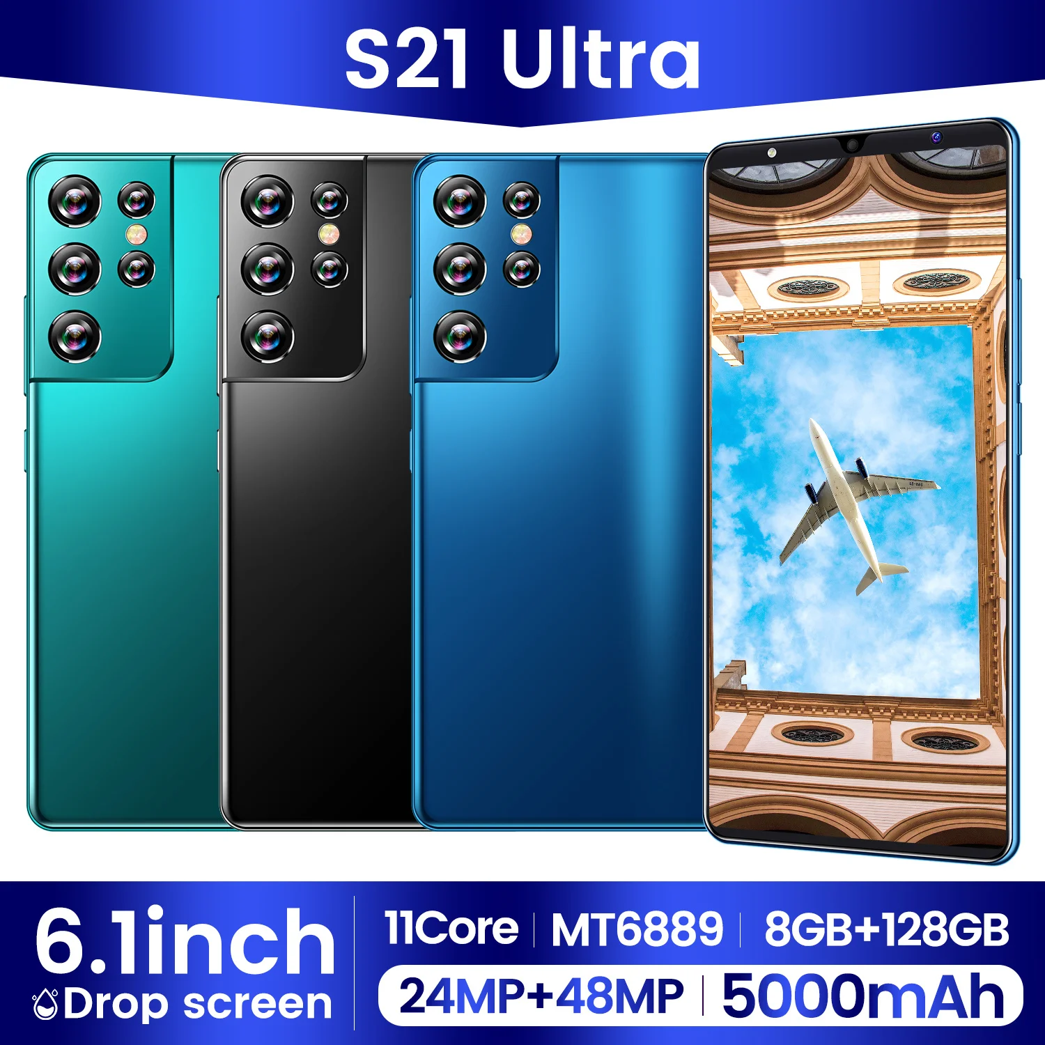 

Global edition All-new S21Ultra 5G Phone 8-128GB Android 11.0 5000mAh 24+48MP face recognition fingerprint unlock smartphone