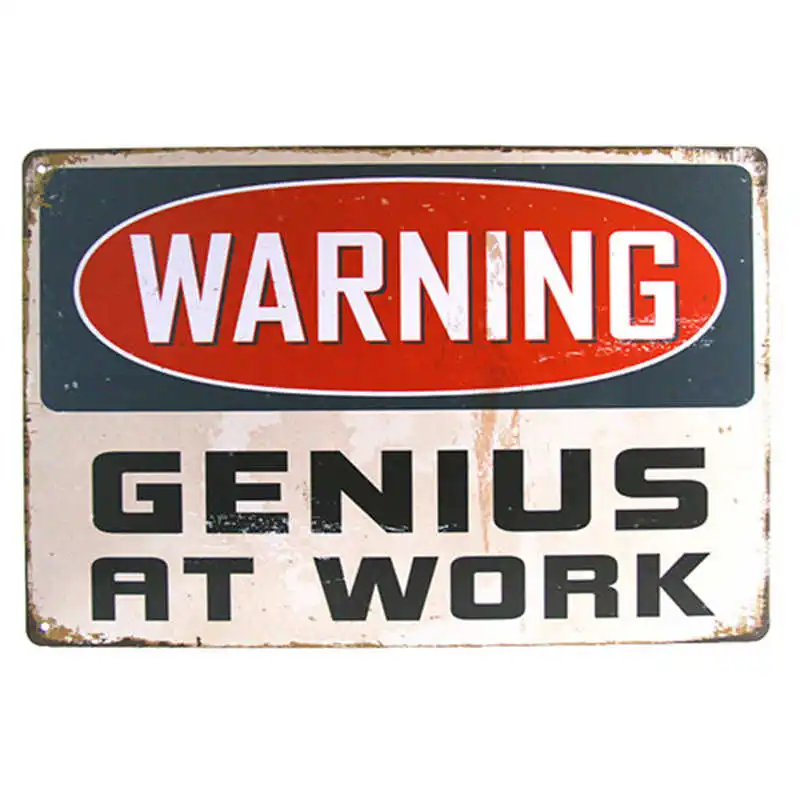 

Предупреждение плакат Genius at art, Настенный декор, Оловянная вывеска, Настенный декор, ретро металлический художественный плакат