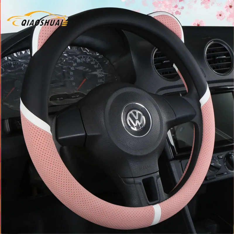 

Car Cat Steering Wheel Cover 38CM Microfiber PU Leather Women's Steering Wheel Cover 15 Inch Golf/BMW Steering Wheel Cover