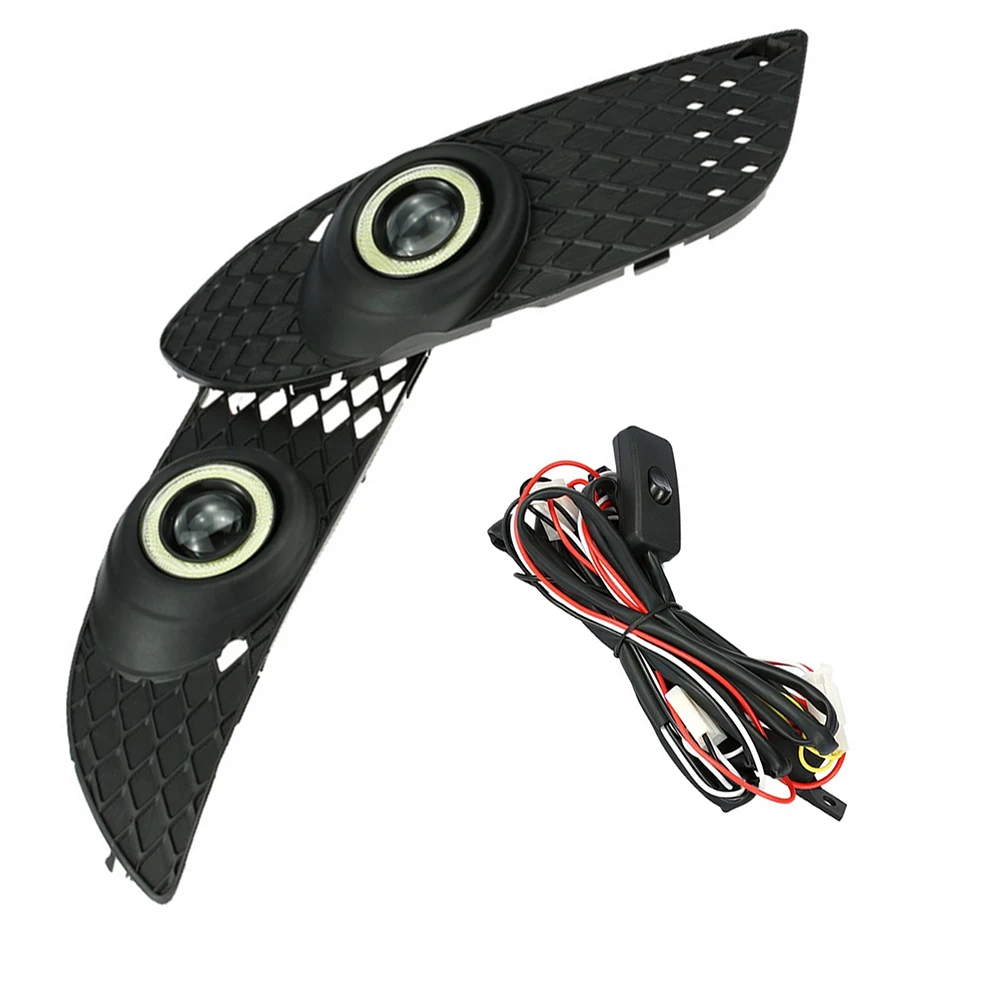 

Signal Lamp Car-styling Auto Replacement Front Bumper Grille w/Angel Eyes Projector Fog Light for Mitsubishi Lancer 08-14