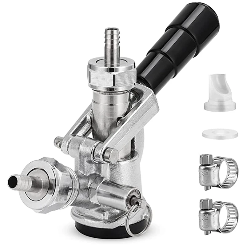 

Beer Keg Coupler System Coupler Keg Tap Stainless Steel Probe Chrome-Plated Body No-Leakage Gas Check