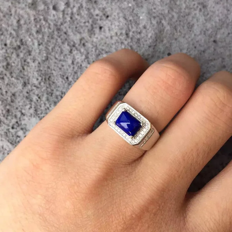 Классическое мужское кольцо из серебра 925 пробы с отделкой ЛАЗУРИТ|ring for|rings for menring