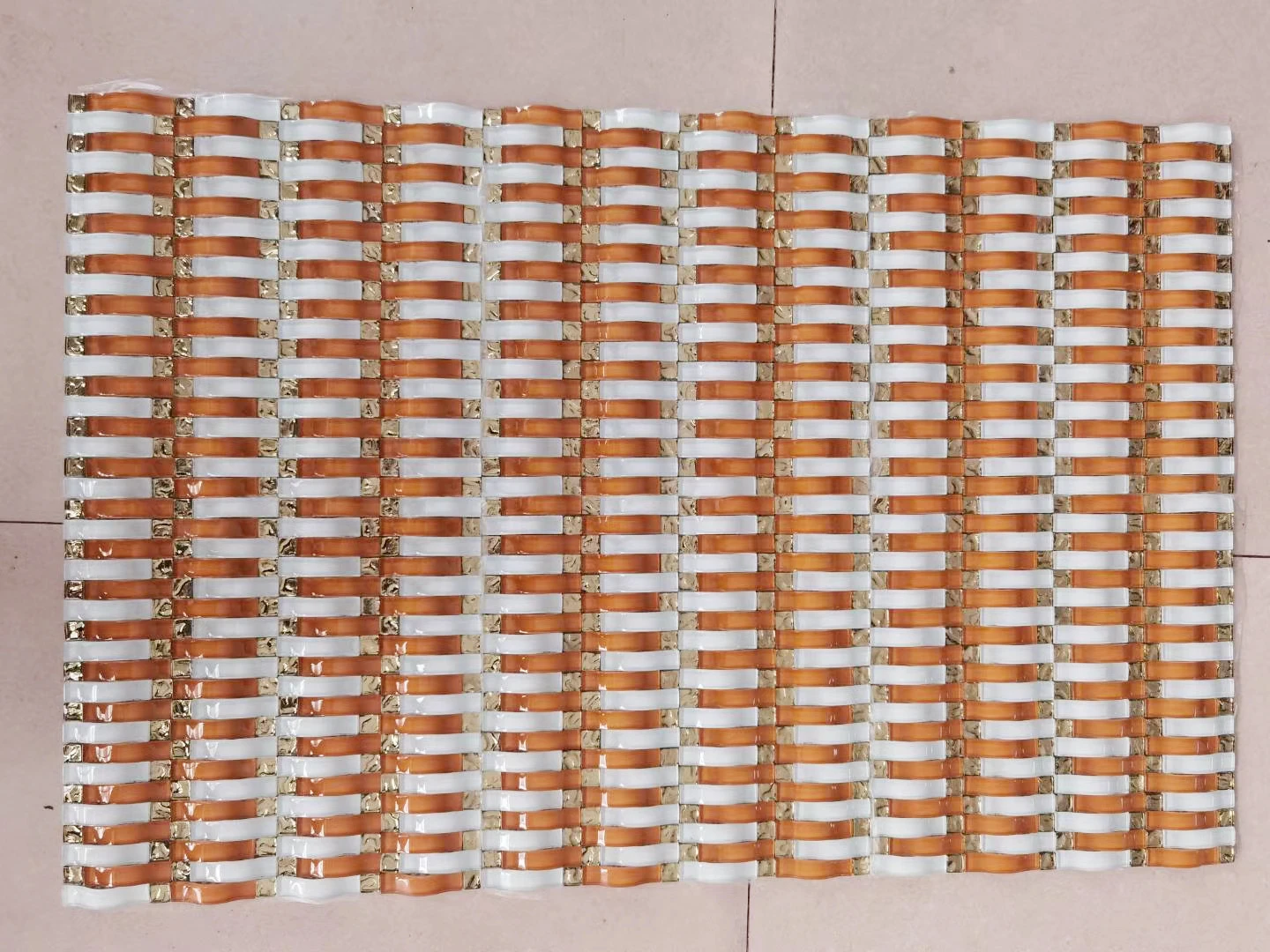 Объемная изогнутая волна мозаичная плитка из хрустального стекла оранжевые